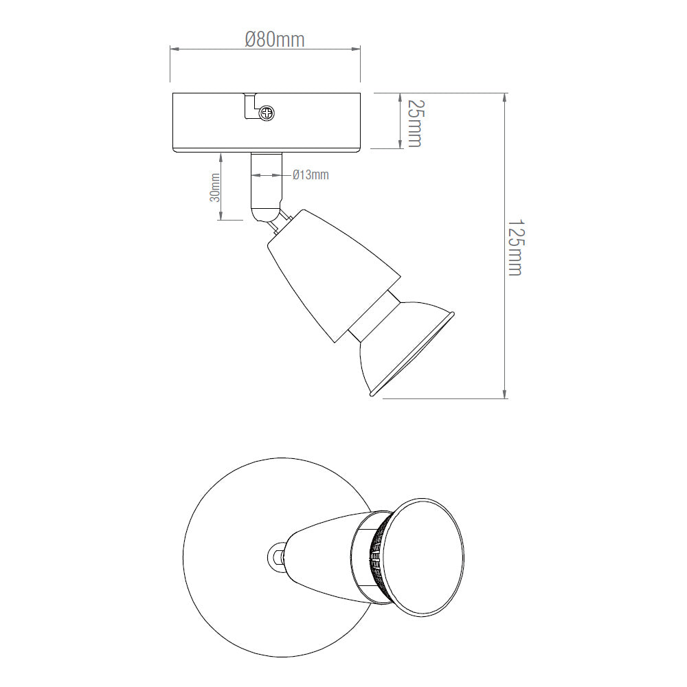 AMALFI | Single Semi Flush Ceiling / Wall Spotlight Fitting | GU10 | IP20 | Matt Black