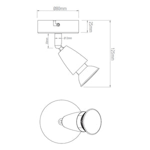 AMALFI | Single Semi Flush Ceiling / Wall Spotlight Fitting | GU10 | IP20 | Matt Black