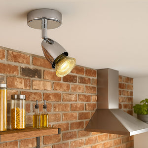 AMALFI | Single Semi Flush Ceiling / Wall Spotlight Fitting | GU10 | IP20 | Polished Chrome