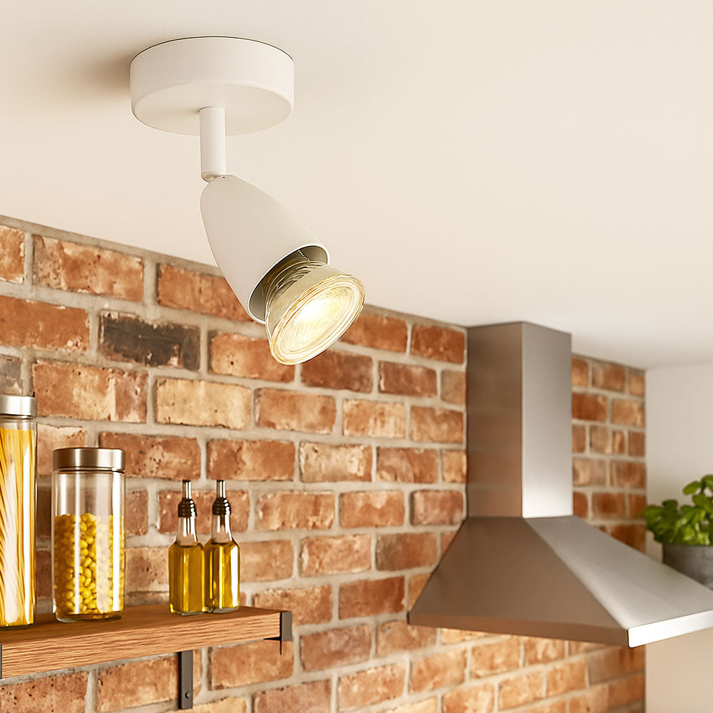 AMALFI | Single Semi Flush Ceiling / Wall Spotlight Fitting | GU10 | IP20 | Gloss White