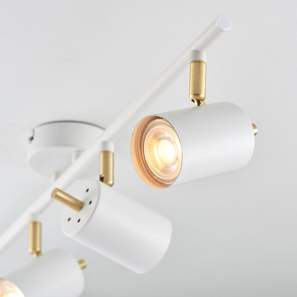 GULL | 4 Bar Semi Flush Ceiling Spotlight Fitting | 4 x GU10 | IP20 | Matt White & Satin Gold