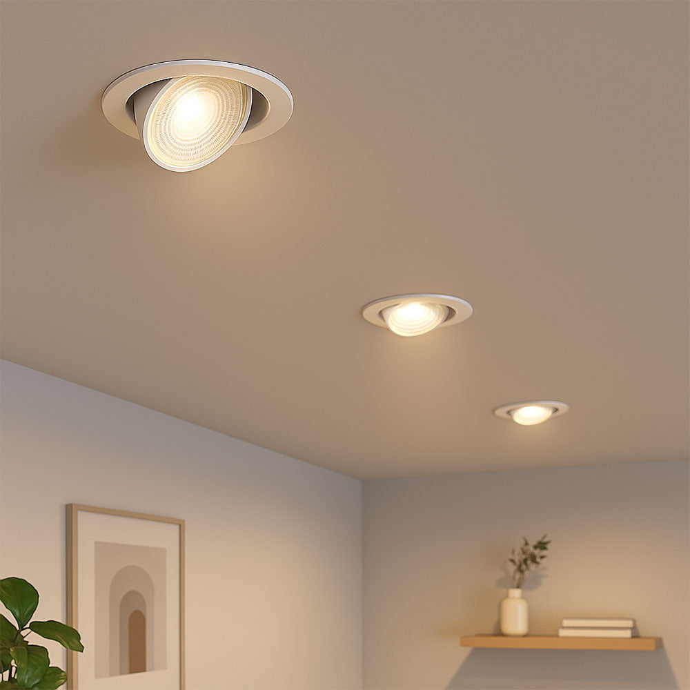 SPEY | Quad-Colour CCT | LED Tilt Adjustable Fire Rated Downlight | Dimmable 5W 580lm | IP65 | White