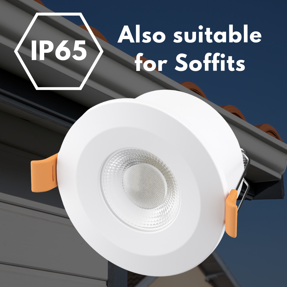 STRATA 5 | Tri-Colour CCT | LED Fire Rated Downlight | Dimmable 5W 600lm | IP65 | White