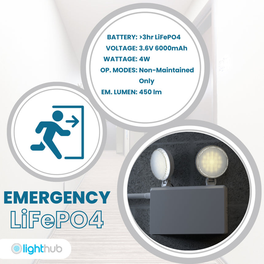 IP65 LED Self Test Twin Spot Non Maintained Wall Light | 3hr Emergency ...