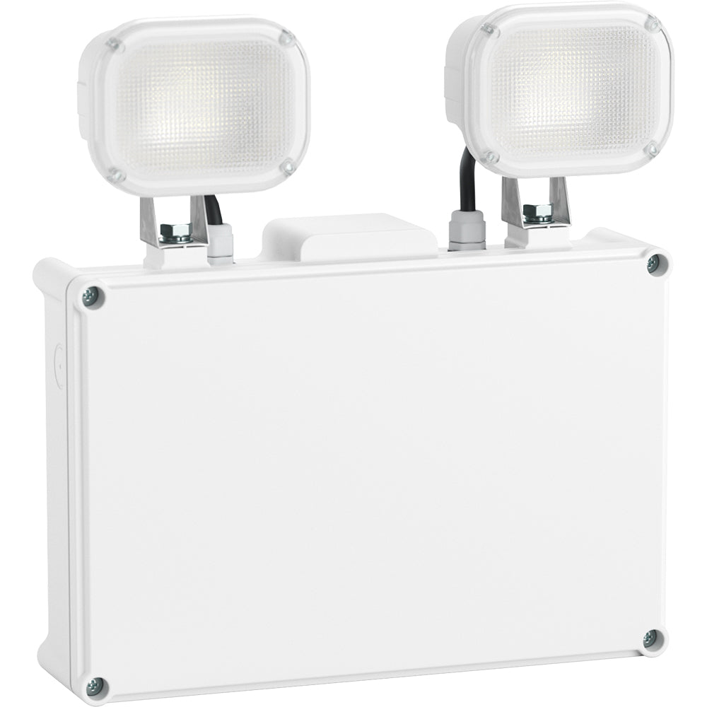Twin Spot Non Maintained Self Test Wall Light | LED 6W 490lm | 6000K Daylight | IP65 | 3hr Emergency