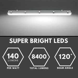 TORO | Non-Corrosive LED Batten Light | 6ft High Lumen 8400lm | CCT Tri-Colour & Multi Wattage | IP65 | Corridor Function