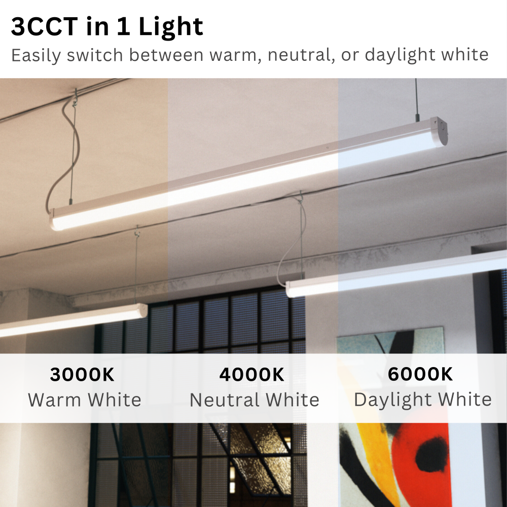 VALA LED Batten Light | 4ft High Lumen 5320lm | CCT Tri-Colour & Multi Wattage | IP20 | Microwave