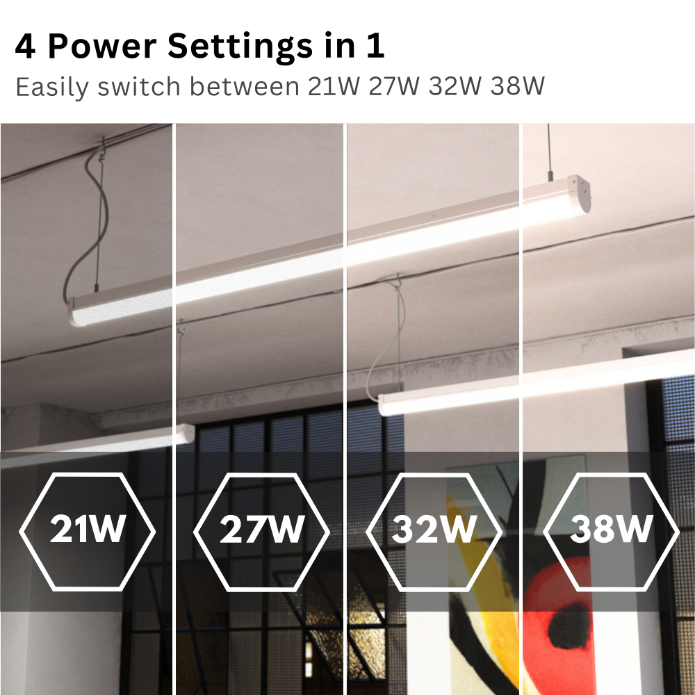 VALA LED Batten Light | 4ft High Lumen 5320lm | CCT Tri-Colour & Multi Wattage | IP20 | Microwave