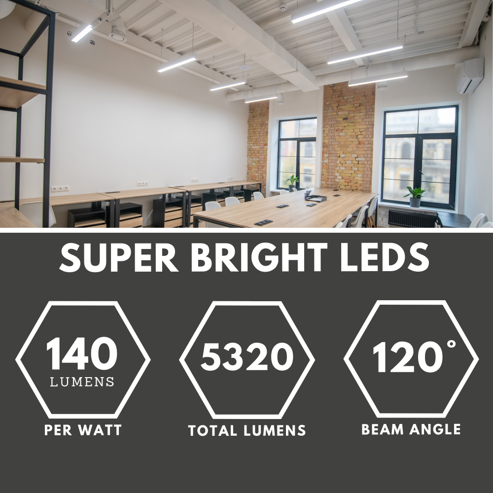 VALA LED Batten Light | 4ft High Lumen 5320lm | CCT Tri-Colour & Multi Wattage | IP20 | Microwave