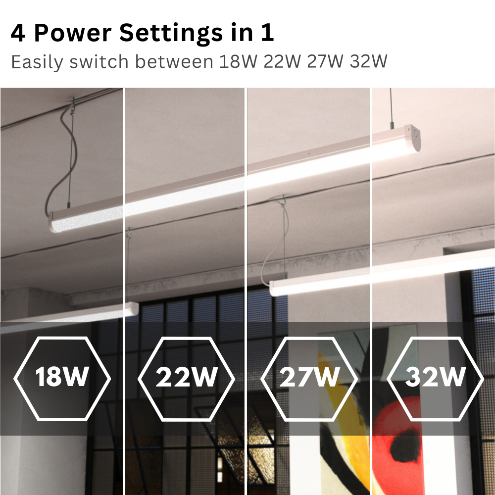 VALA LED Batten Light | 5ft 4480lm | CCT Tri-Colour & Multi Wattage | IP20 | Corridor