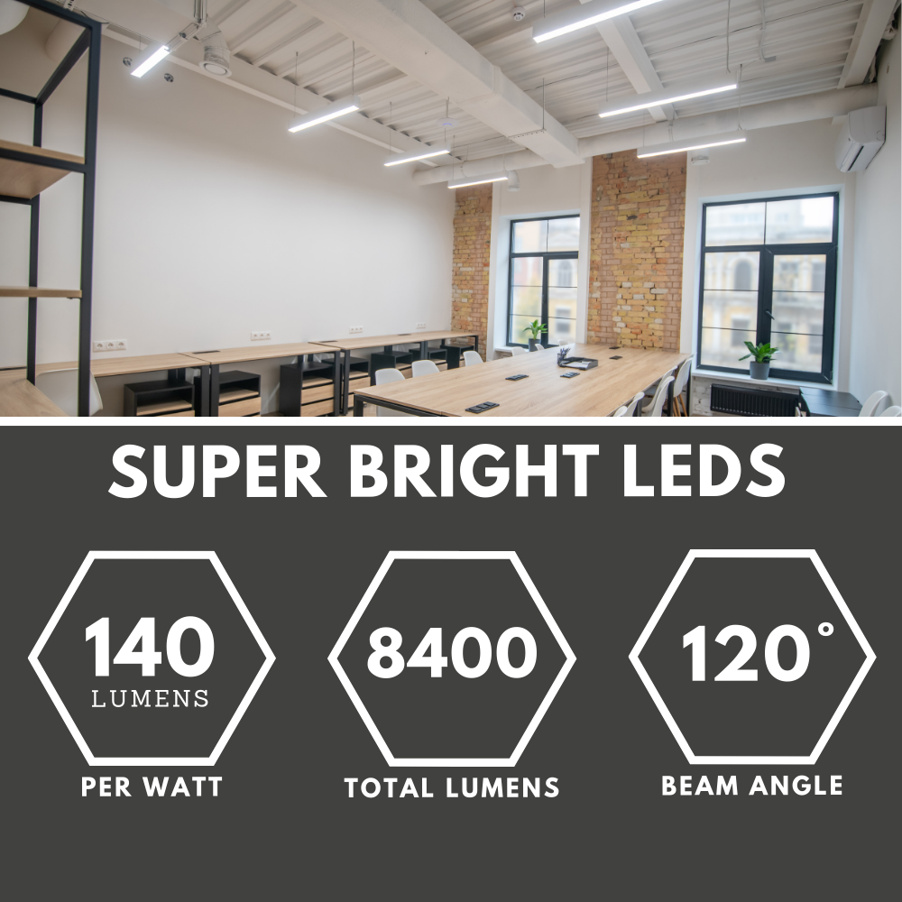 VALA LED Batten Light | 6ft High Lumen 8400lm | CCT Tri-Colour & Multi Wattage | IP20 | Standard