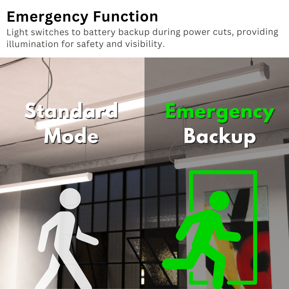 VALA LED Batten Light | 5ft 4480lm | CCT Tri-Colour & Multi Wattage | IP20 | Microwave & Emergency