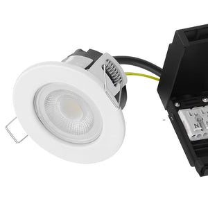 Trade 10 Pack | Fire Rated Dimmable Downlight Fitting | LED 5W 480lm | 4000K Warm White | IP65 | White