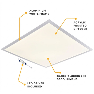 LED 600x600mm | Recessed Light Panels | 4000K Neutral White | 30W 3600lm | Office Suspended Ceiling White