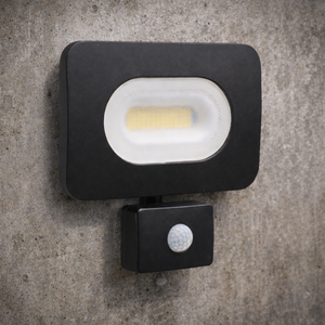 LED Mains Slim Flood Security Light | 50W 4000lm 4000K | IP65 | Black | PIR Motion Sensor