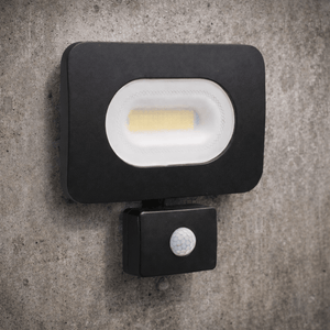 LED Mains Slim Flood Security Light | 20W 1600lm 4000K | IP65 | Black | PIR Motion Sensor | Remote Control