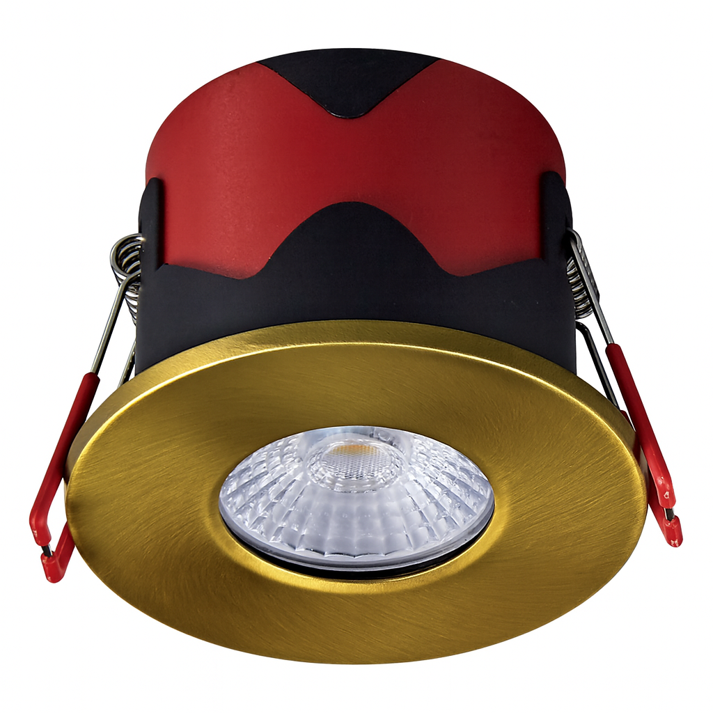 ONYX | Quad-Colour CCT | LED Fire Rated Downlight | Dimmable 7W 750lm  | IP65 | Matt Brass