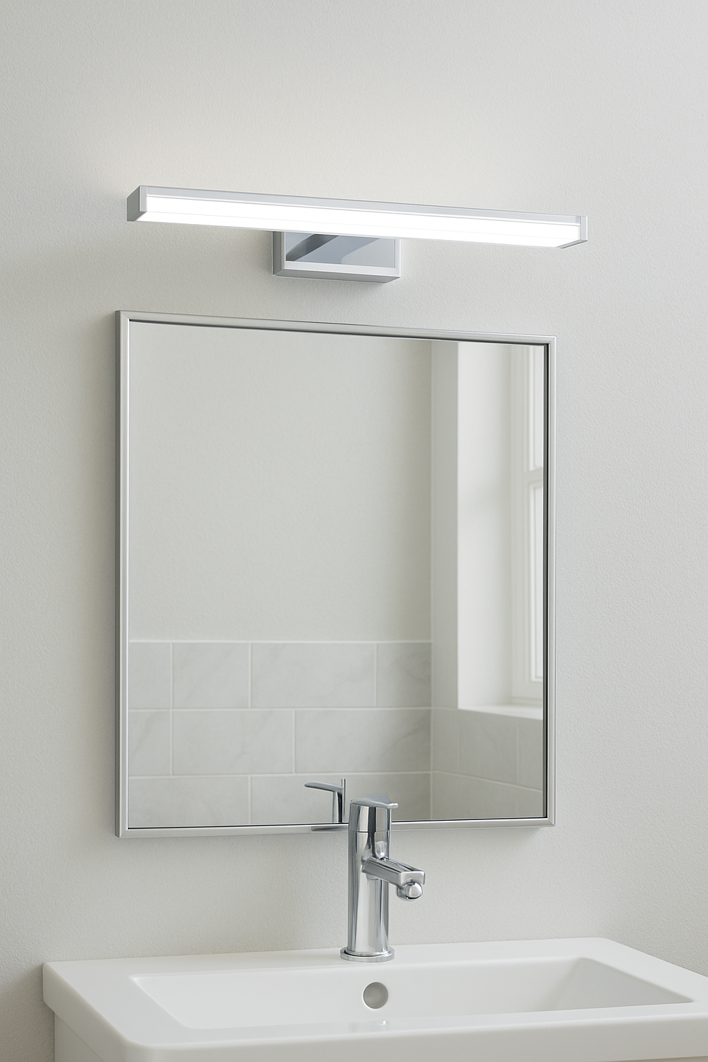 AXIS | LED Over Mirror Bathroom Light Wall Semi-Flush Fitting | IP44 | Chrome