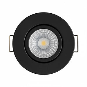 Black Tilt Adjustable Fire Rated GU10 Open Back Downlight | Pressed Steel | IP20 | 30-90 Min Rated