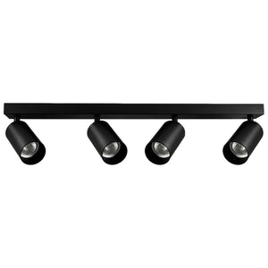 Matt Black Quad Head GU10 Bar Spotlight | 4 x GU10 | Adjustable Heads | IP20