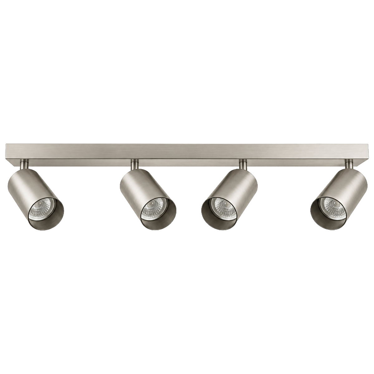 Brushed Nickel Quad Head GU10 Bar Spotlight | 4 x GU10 | Adjustable Heads | IP20