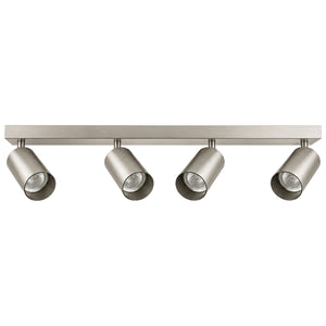 Brushed Nickel Quad Head GU10 Bar Spotlight | 4 x GU10 | Adjustable Heads | IP20