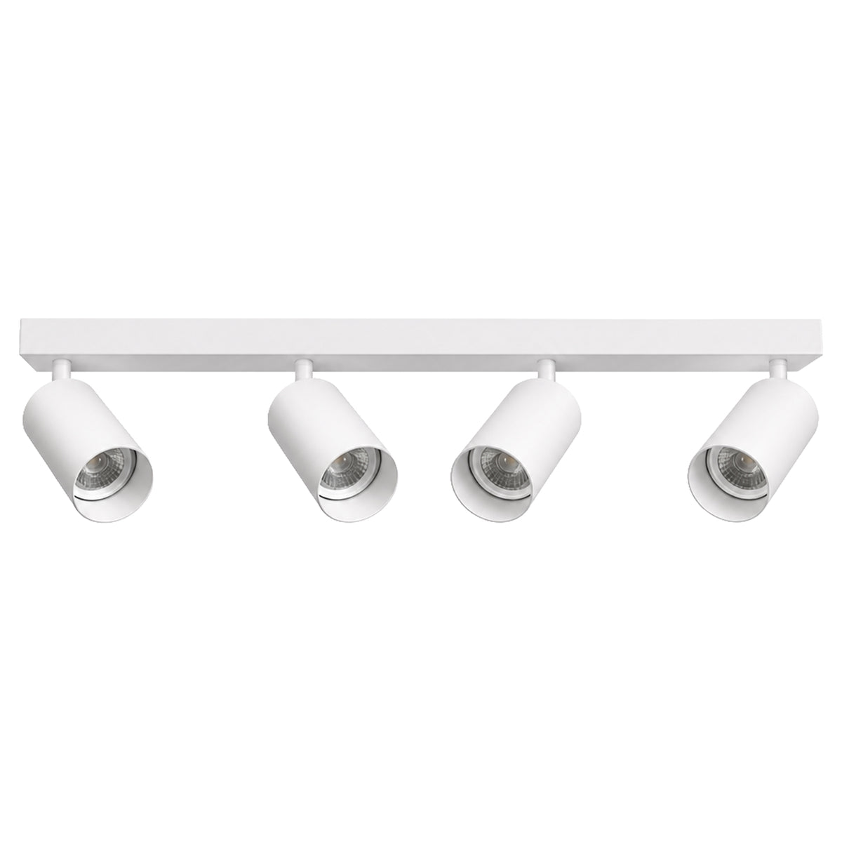 Matt White Quad Head GU10 Bar Spotlight | 4 x GU10 | Adjustable Heads | IP20