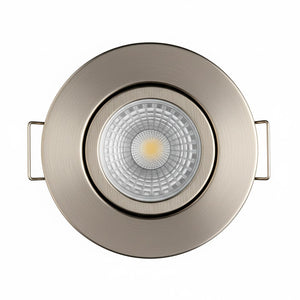 Brushed Nickel Tilt Adjustable Fire Rated GU10 Open Back Downlight | Pressed Steel | IP20 | 30-90 Min Rated