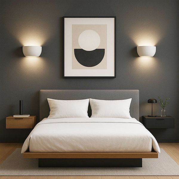 CARTER Half Moon Paintable Plaster Wall Uplighter Light | E14 SES | Up Down Light Effect