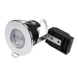 LED downlight fixture with a black driver on a white background