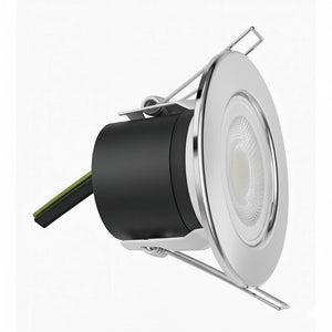 Fire Rated Dimmable Downlight Fitting | LED 5W 480lm | 3000K Warm White | IP65 | Polished Chrome