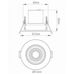 Fire Rated Dimmable Tilt Adjustable Downlight | LED 5W 480lm | 3000K Warm White | IP65 | White