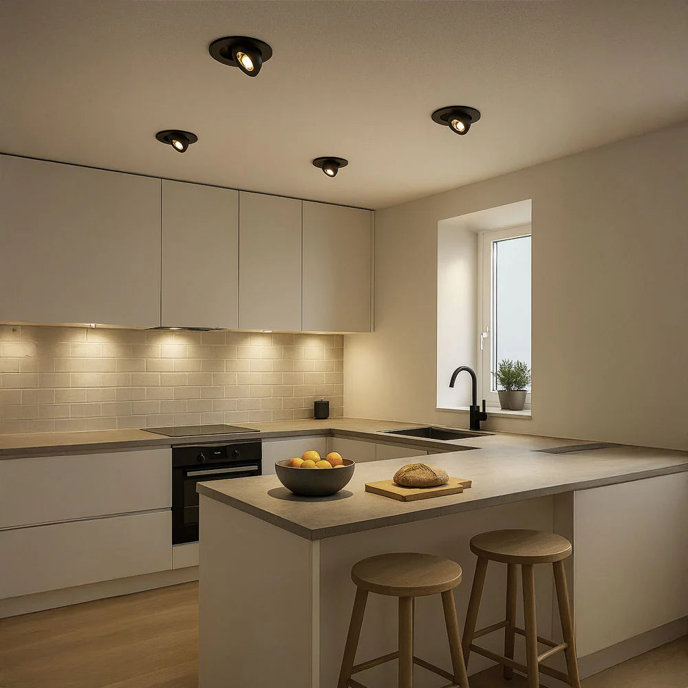 ORBITAL | Quad-Colour CCT | LED Tilt Adjustable Fire Rated Downlight | Dimmable 4/6/8W 800lm | IP65 | Black