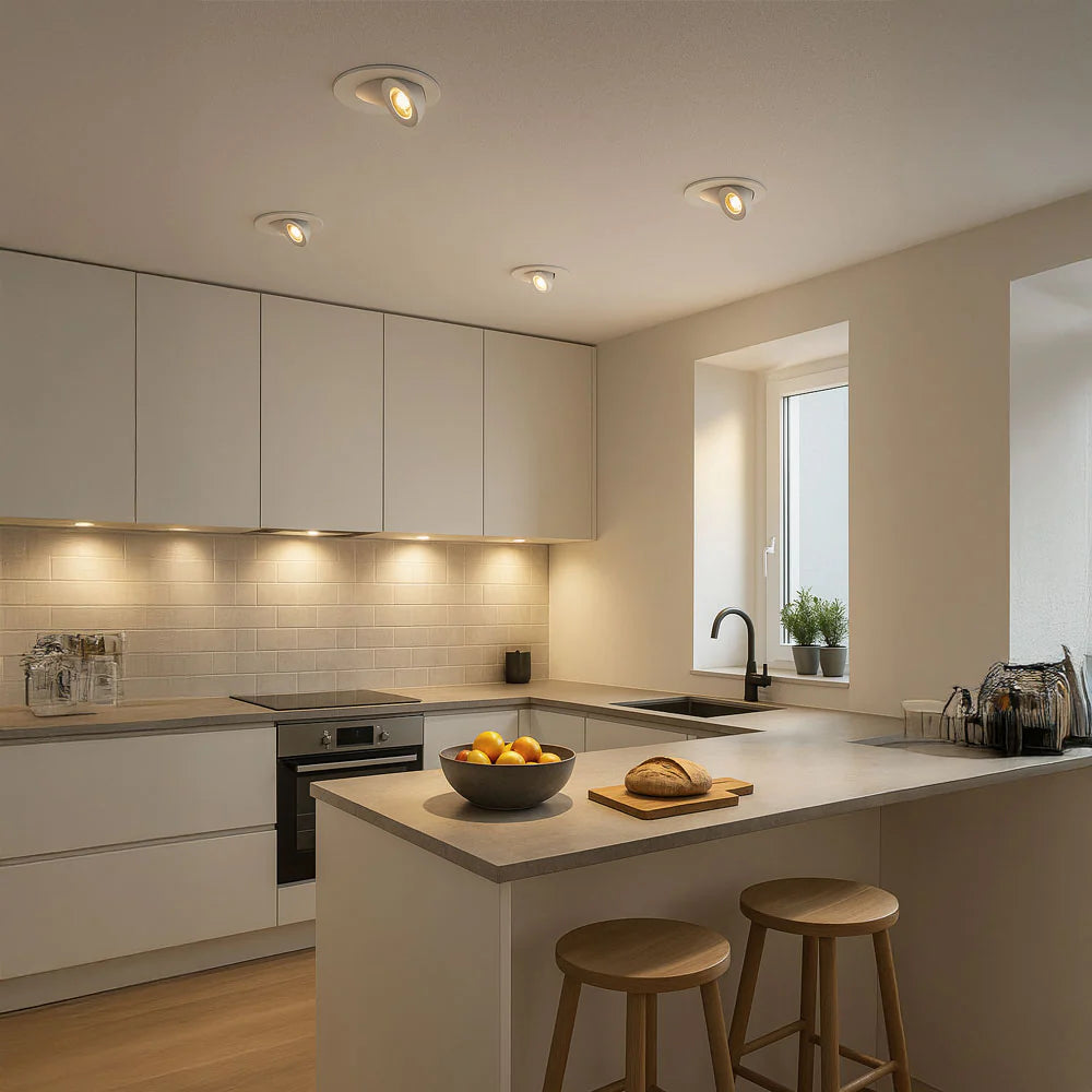 ORBITAL | Quad-Colour CCT | LED Tilt Adjustable Fire Rated Downlight | Dimmable 4/6/8W 800lm | IP65 | White