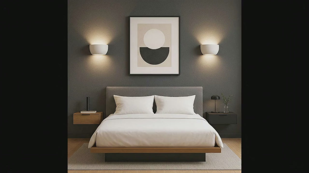 CARTER Half Moon Paintable Plaster Wall Uplighter Light | E14 SES | Up Down Light Effect