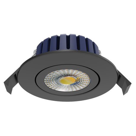 SPEY | Quad - Colour CCT | LED Tilt Adjustable Fire Rated Downlight | Dimmable 7W 750lm | IP65 | Matt Black - LightHub Direct