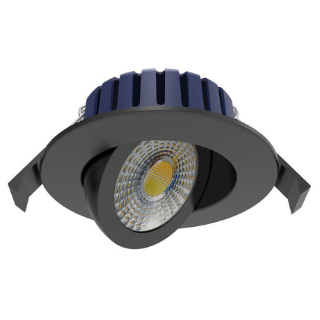 SPEY | Quad - Colour CCT | LED Tilt Adjustable Fire Rated Downlight | Dimmable 7W 750lm | IP65 | Matt Black - LightHub Direct