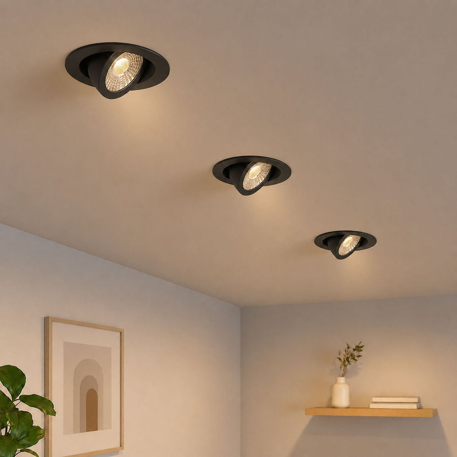 SPEY | Quad - Colour CCT | LED Tilt Adjustable Fire Rated Downlight | Dimmable 7W 750lm | IP65 | Matt Black - LightHub Direct