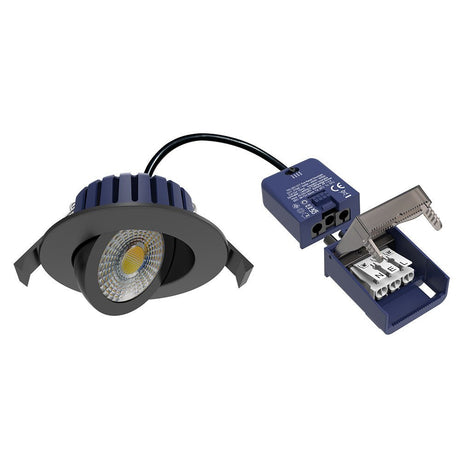 SPEY | Quad - Colour CCT | LED Tilt Adjustable Fire Rated Downlight | Dimmable 7W 750lm | IP65 | Matt Black - LightHub Direct