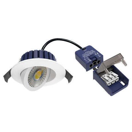 SPEY | Quad - Colour CCT | LED Tilt Adjustable Fire Rated Downlight | Dimmable 7W 750lm | IP65 | White - LightHub Direct