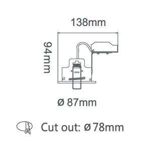 White Shower Fire Rated GU10 Open Back Downlight | Pressed Steel | IP65 | 30-90 Min Rated