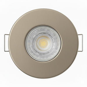 Brushed Nickel Fixed Fire Rated GU10 Open Back Downlight | Pressed Steel | IP20 | 30-90 Min Rated