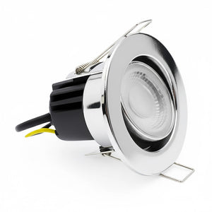 Fire Rated Dimmable Tilt Adjustable Downlight | LED 5W 480lm | 4000K Neutral White | IP65 | Polished Chrome