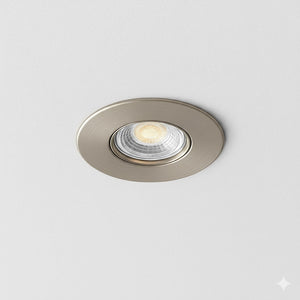 Brushed Nickel Fixed Fire Rated GU10 Open Back Downlight | Pressed Steel | IP20 | 30-90 Min Rated