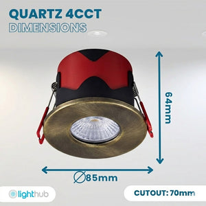 ONYX | Quad-Colour CCT | LED Fire Rated Downlight | Dimmable 7W 750lm  | IP65 | Antique Brass