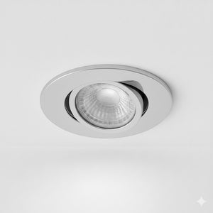 Polished Chrome Tilt Adjustable Fire Rated GU10 Open Back Downlight | Pressed Steel | IP20 | 30-90 Min Rated