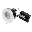 LED downlight fixture with black driver on a white background