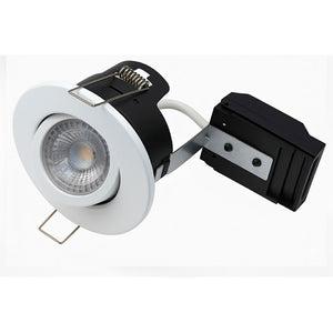 White Tilt Adjustable Fire Rated GU10 Open Back Downlight | Pressed Steel | IP20 | 30-90 Min Rated