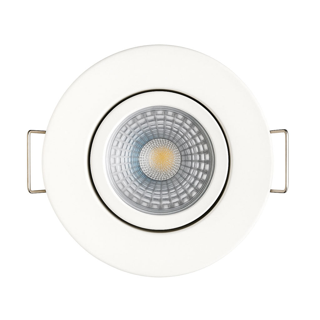 White Tilt Adjustable Fire Rated GU10 Open Back Downlight | Pressed Steel | IP20 | 30-90 Min Rated