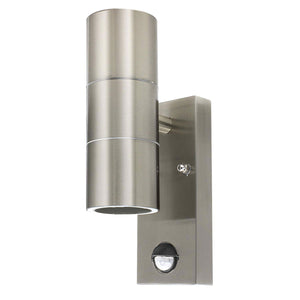 Up & Down Outdoor Porch Wall Light | IP44 GU10 | Stainless Steel | PIR Motion Sensor